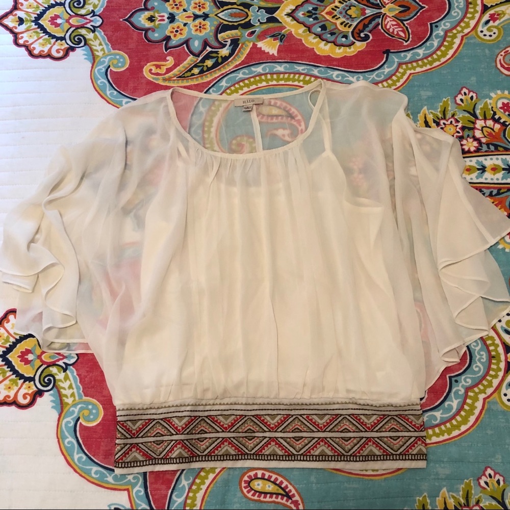 Halo Dolman Chiffon Blouse Stitch Wasteline